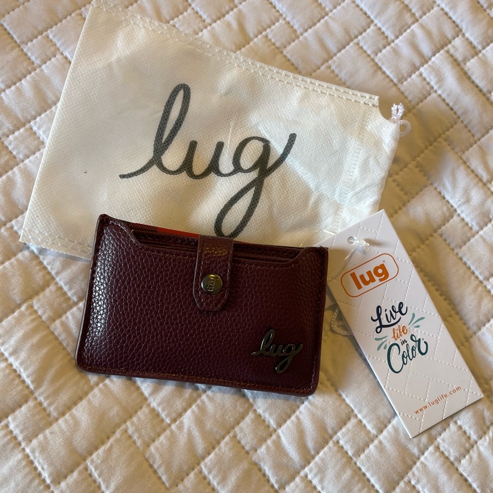 NWT LUG Lift Card Holder Wallet Vegan Leather Wine Box Exclusive